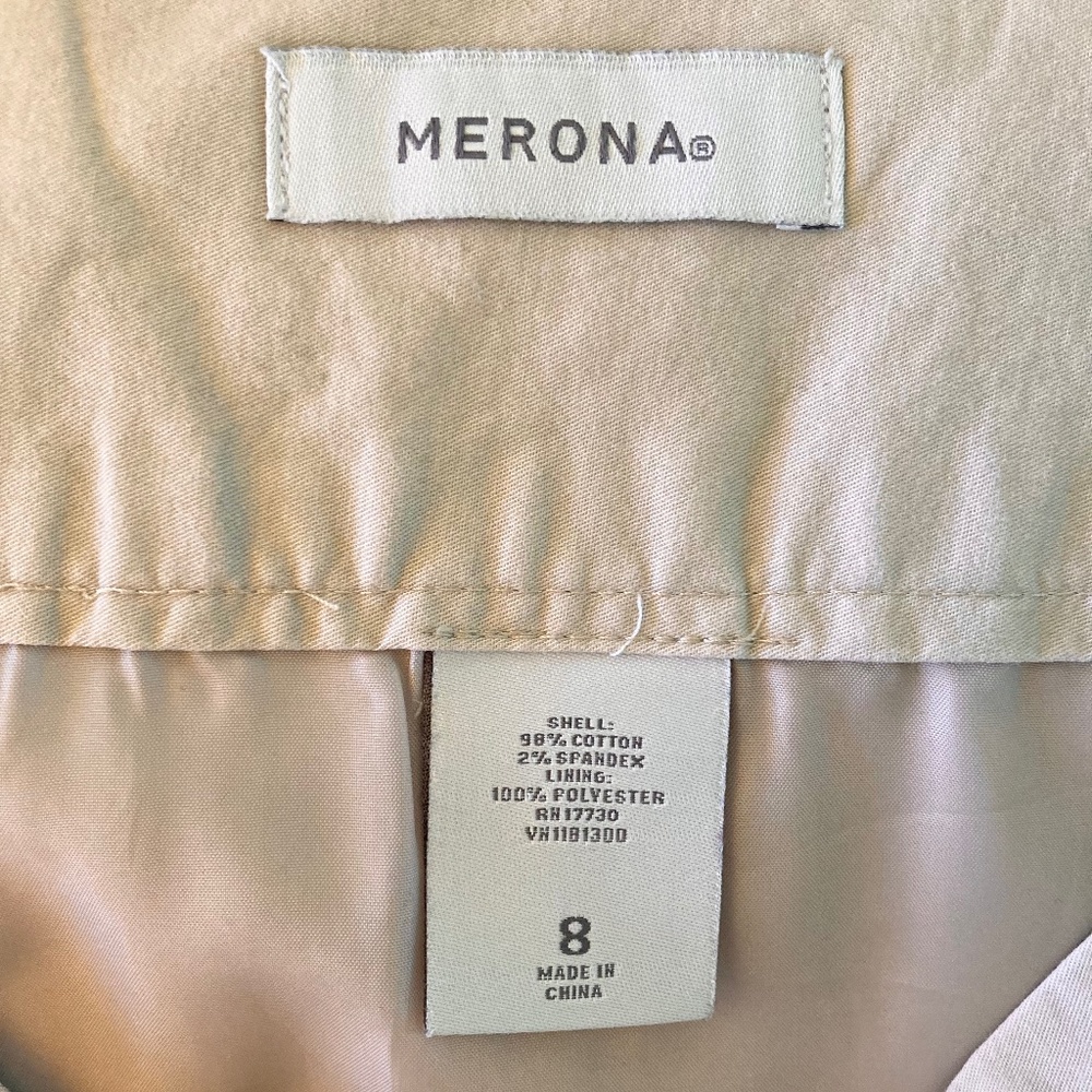 Women’s size 8 Merona khaki knee length lined skirt with side zipper - Picture 3 of 4